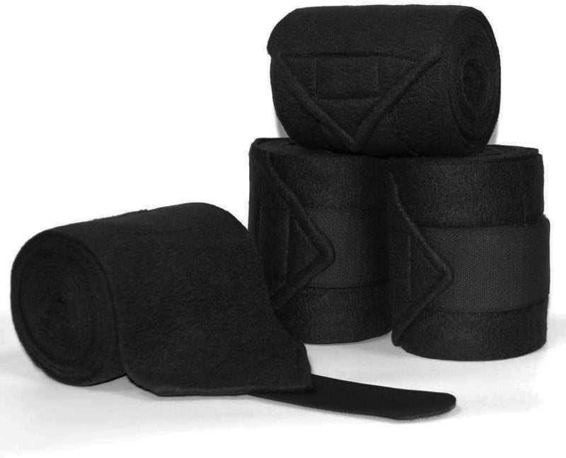KURSHOW Horse Polo Leg Wraps Soft Fleece Wraps Equestrian Leg Bandage 4-Pack (Full(10ft), Black) - Image 1